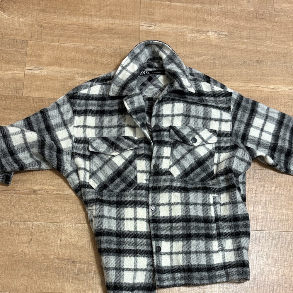 Zara Kids Black and White Checkered Jacket